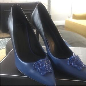 Versace Medusa Blue Heels